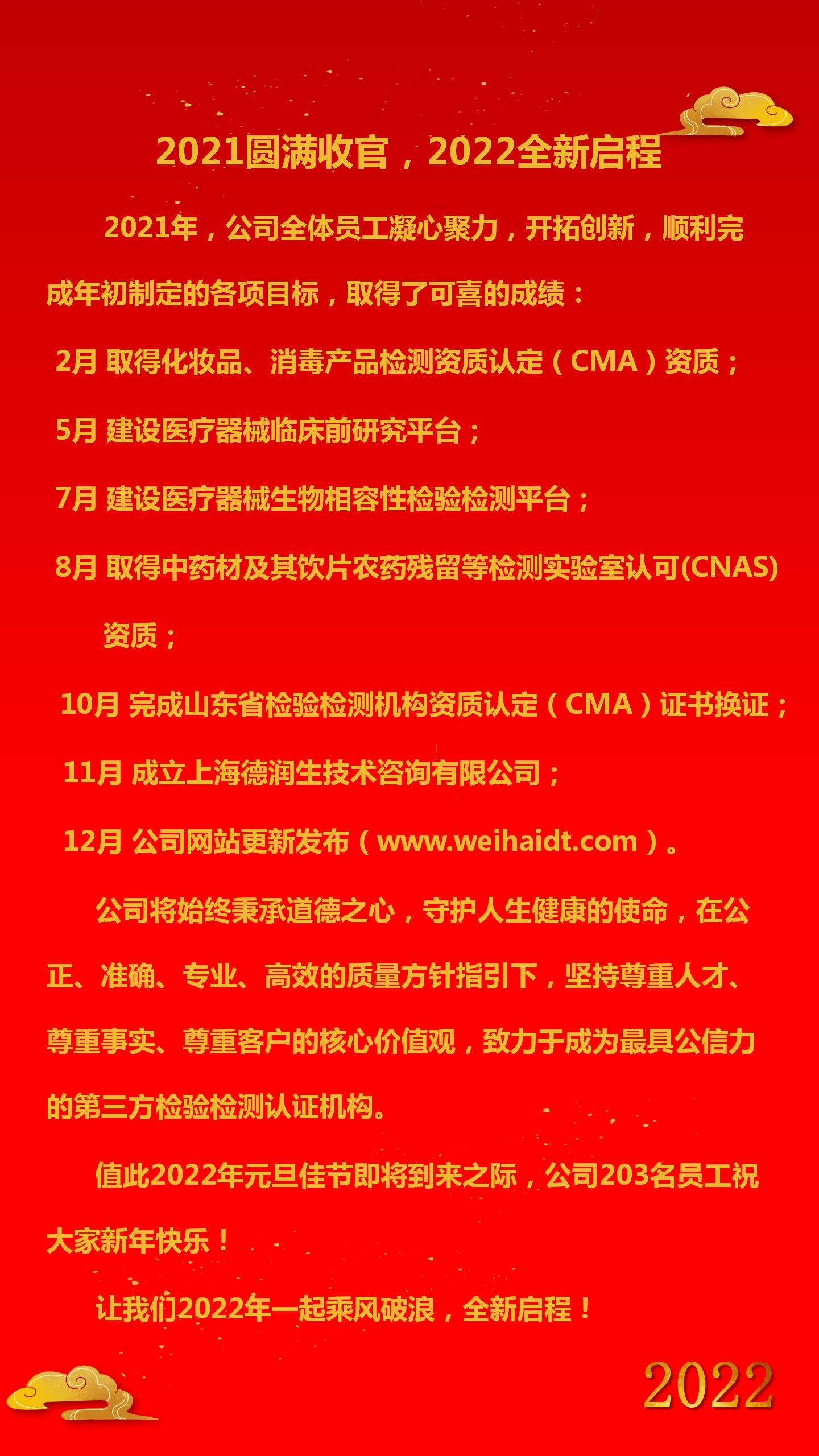 2021年圓滿收官，2022年全新啟程